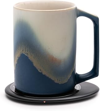 Ui Artist Collection Self-Heating Mug Set Arctic Radiance | 12 fl oz / 355 mL Handcrafted Ceramic Coffee & Tea Mug with Heating Pad