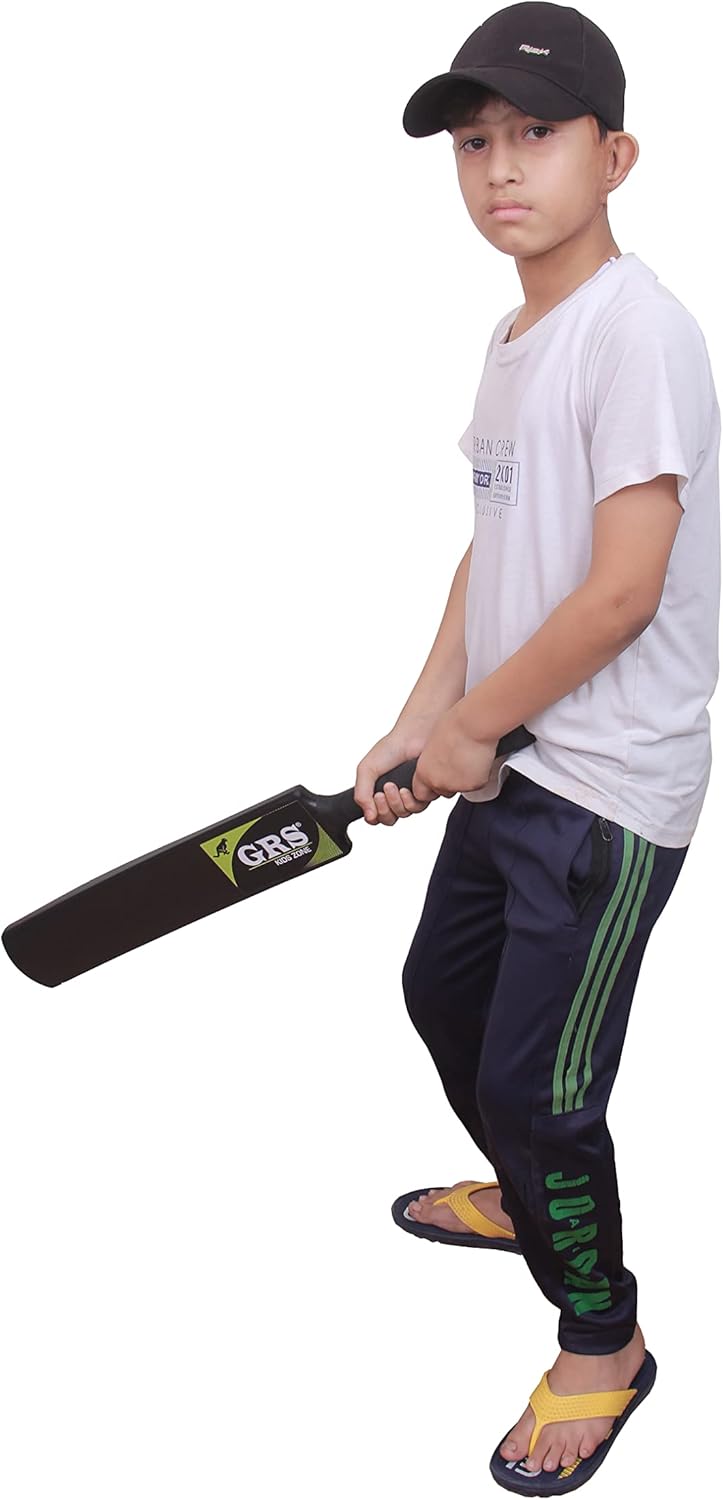 GRS KidsZone Heavy Grade Strong Plastic Cricket Bat with Wicket Set & 1 Tennis Ball for Kids (Size 3, Age 6-10 Year Old Kids), Strong Plastic