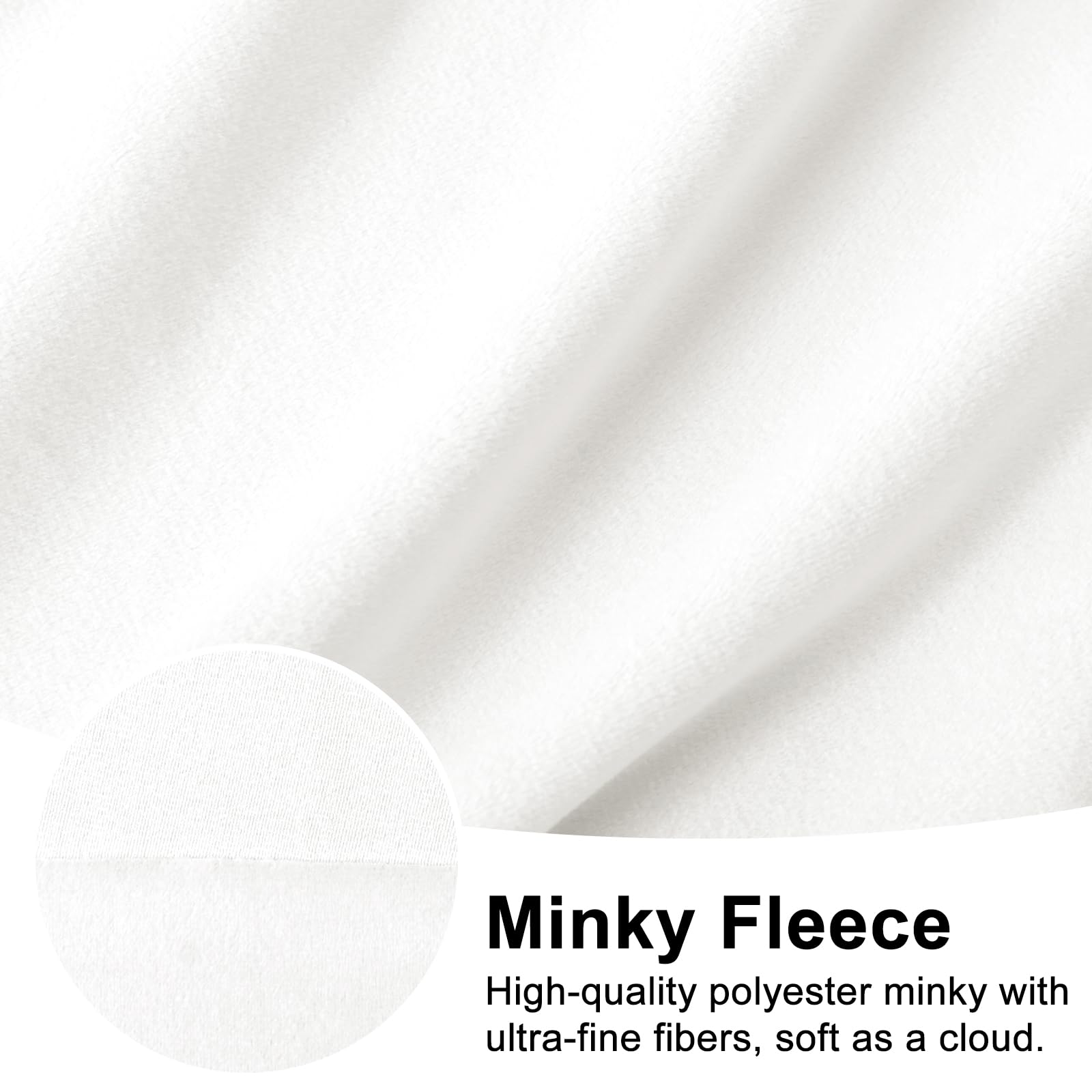 44”W Minky Fabric by The Yard, 1 Yard Pre-Cut Minky Fleece Fabric White Cuddle Minky Fabric, 4-Way Stretch Soft Plush Fabric Solid Minky for Blanket, Pillow Cover, Scarf, Sewing(1Y,White) - 5