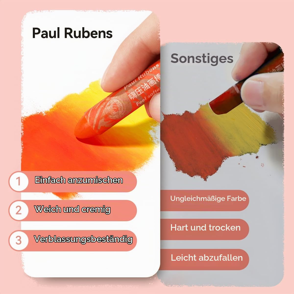 Paul Rubens Ölpastell-Kit, 72 Farben HaiYa Artist Soft Ölpastelle Lebendig und cremig, und 10 Blatt Ölpastellpapier, 1 Abdeckklebstoff, 1 Spachtel und 1 schwarzer Acryl-Marker-Stift