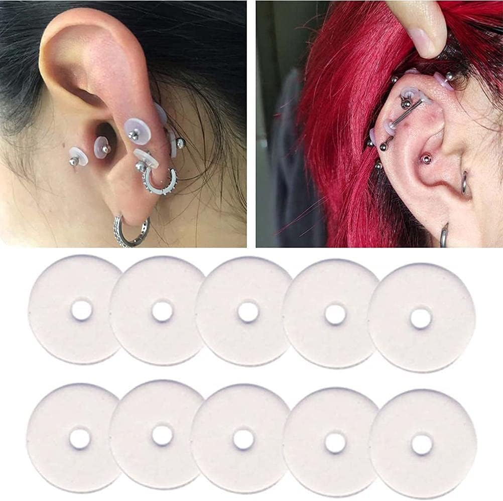 SyeRum 10 Pieces of Plastic Discs for Earring Backs, Clear Silicone Disc Pads to Stabilize Earrings - 3mm Aperture - Anti-Hyperplasia