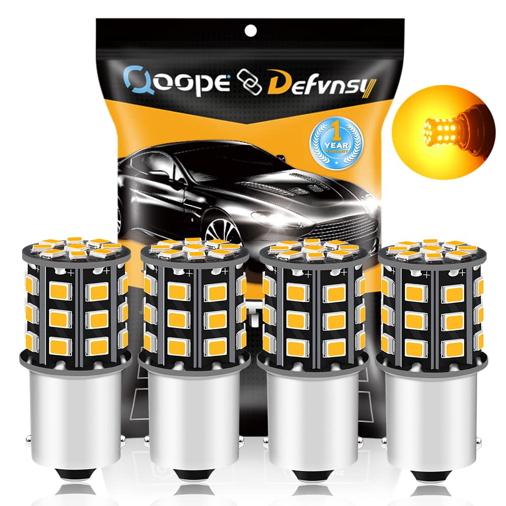 Defvnsy Ampoule LED P21W 1156 BA15S, Extrêmement Brillant Jaune 12V-24V DC Pas Polarité 1141 1003 7506 Ampoules Clignotant, 33SMD 2835 Remplacement Ampoule Voiture pour Feu Arrière, Clignotant Latéral