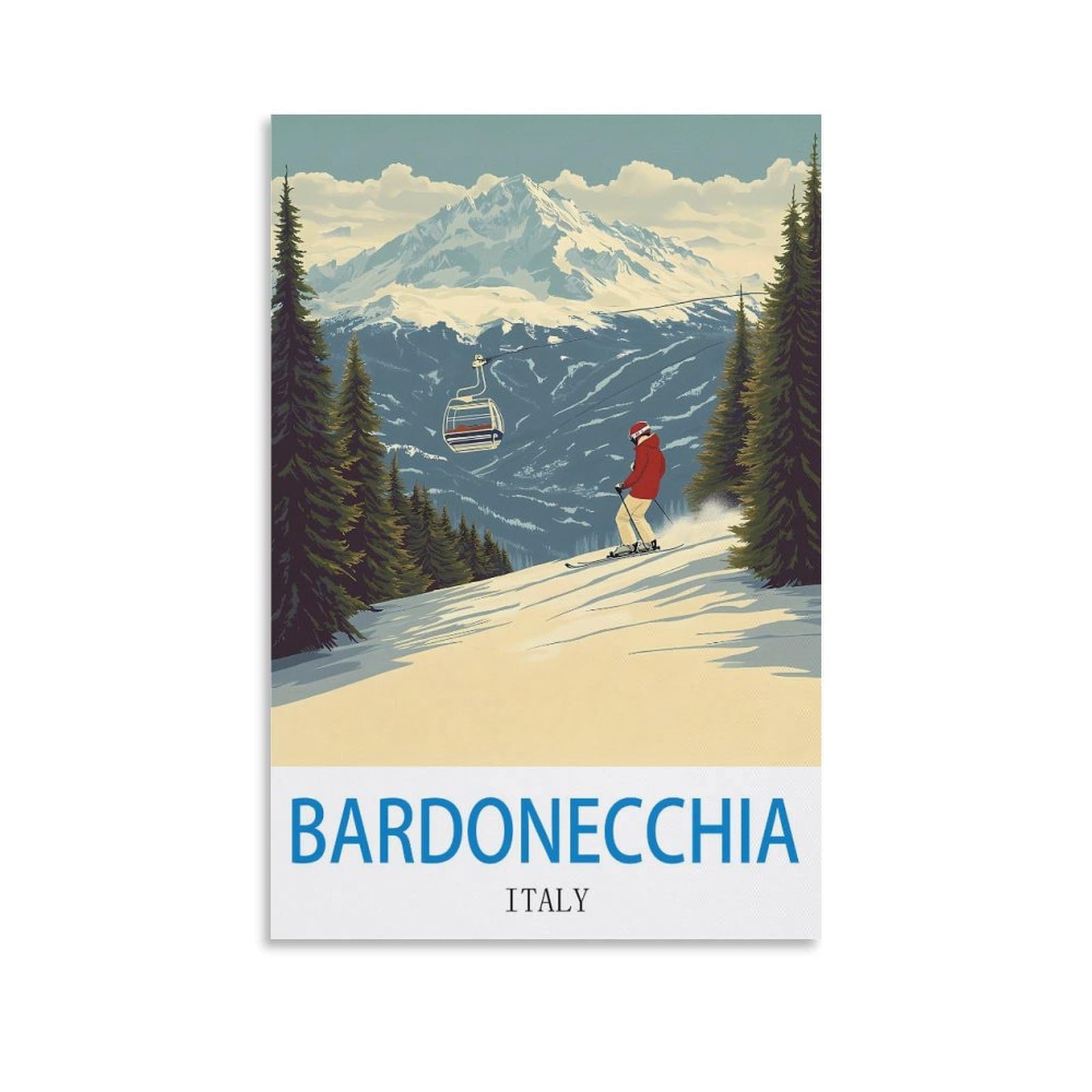 Wgmdoee Unframe-Style Bardonecchia Italy Vintage Travel Posters 08X12inch(20X30cm) Canvas Poster Living Room Wall Art Home Decor