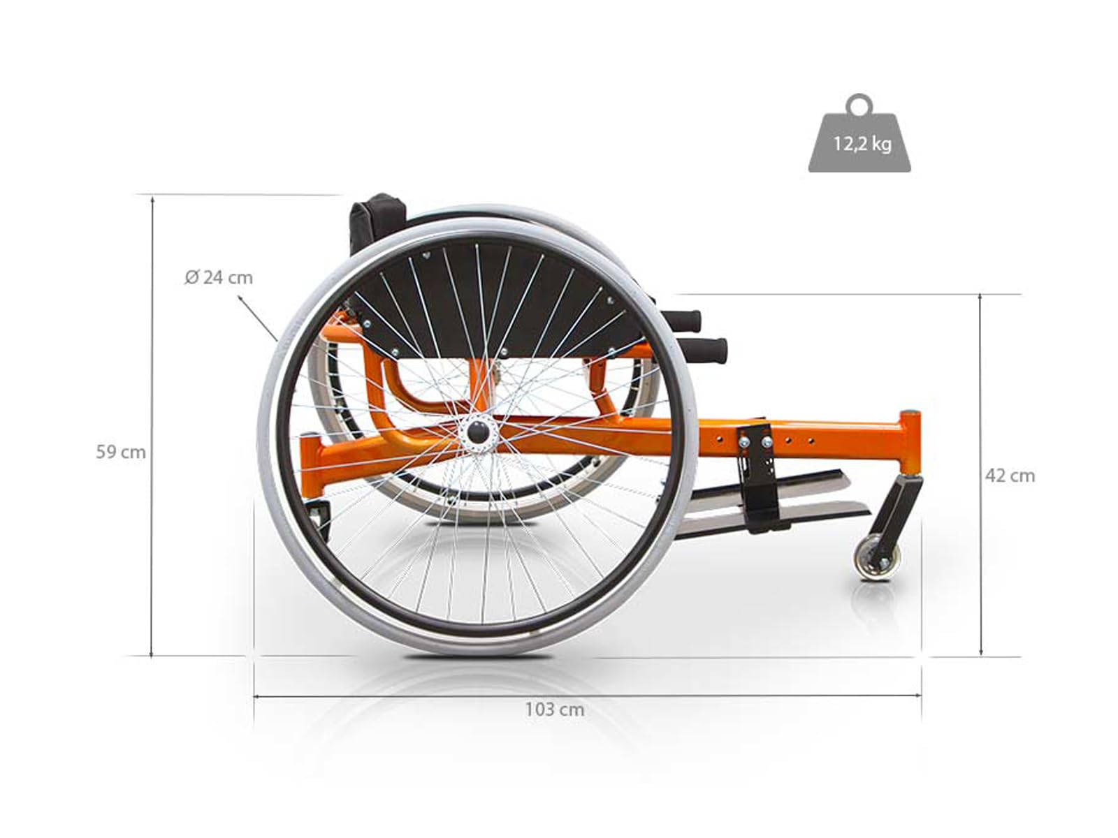 QUIRUMED Silla de ruedas tenis, Silla de ruedas deportiva, Aluminio, Ergonómica, cojín acolchado, Ruedas extraíbles, Cinturón de posicionamiento