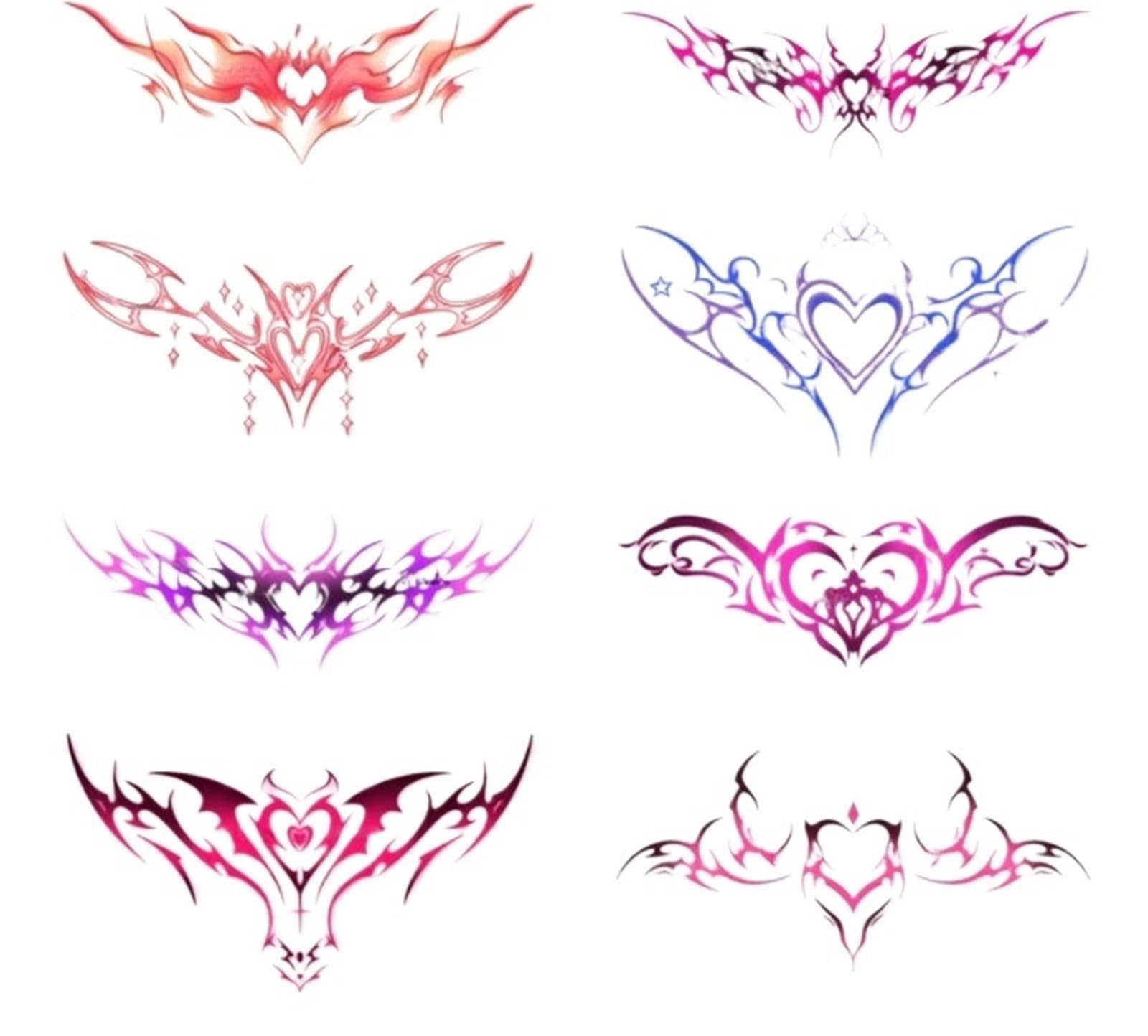 Juego de 8 pegatinas de tatuaje de súcubo, tatuajes falsos duraderos for mujer, tatuajes temporales for abdomen, resistentes al agua.