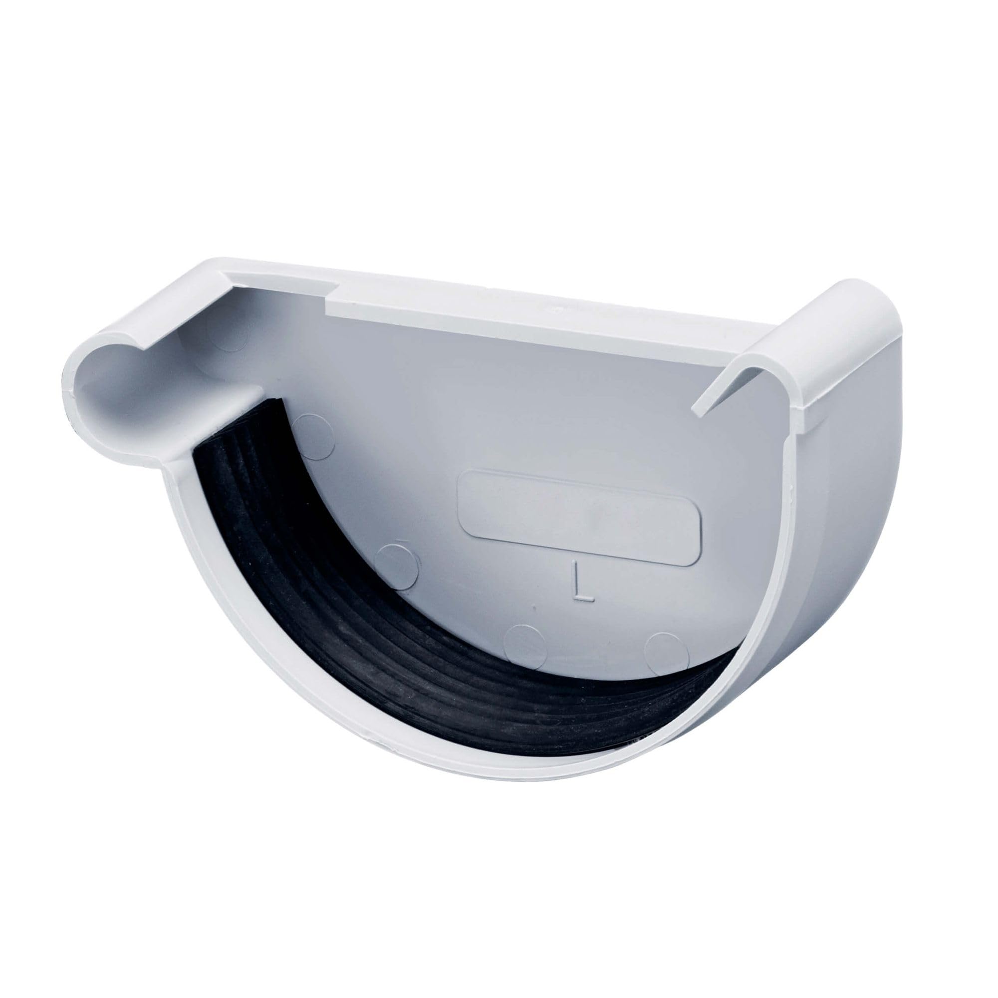 INEFA Gutter End Cap Half-Round PVC 150mm, Left Grey Plastic Push-Fit Installation