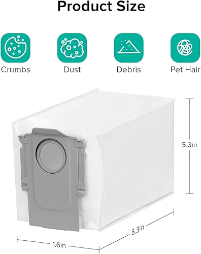 Miniatura 3 de roborock 6 Packs Disposable Dust Bags for QV35A, Saros10series, QrevoEdgeS5A, QrevoCurv2Flow, QrevoCurv CurvX S5X, QrevoSlim, S8MaxVUltra,