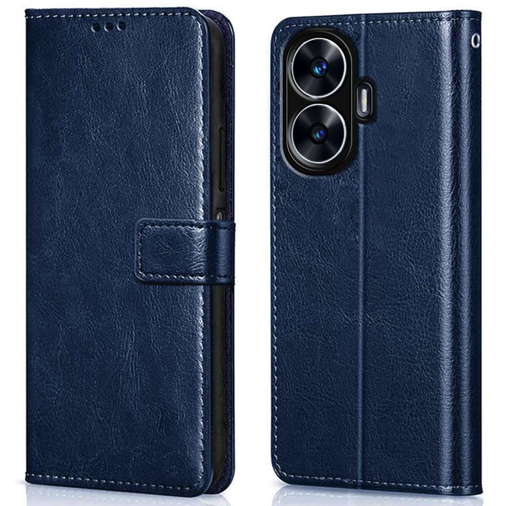 WOW IMAGINE Shock Proof Flip Cover Back Case Cover for Realme C55 | Realme Narzo N55 (Flexible | Leather Finish | Card Pockets Wallet & Stand | Blue) (B0C24FNSDJ) Amazon Price History, Amazon Price Tracker