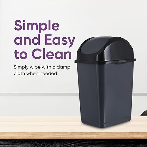 Miniatura 7 de Superio Cubo de Basura Pequeño de 2.5 Galones de Plástico con Tapa Oscilante, Cubo de Basura Compacto y Delgado para Debajo del Escritorio, Oficina,