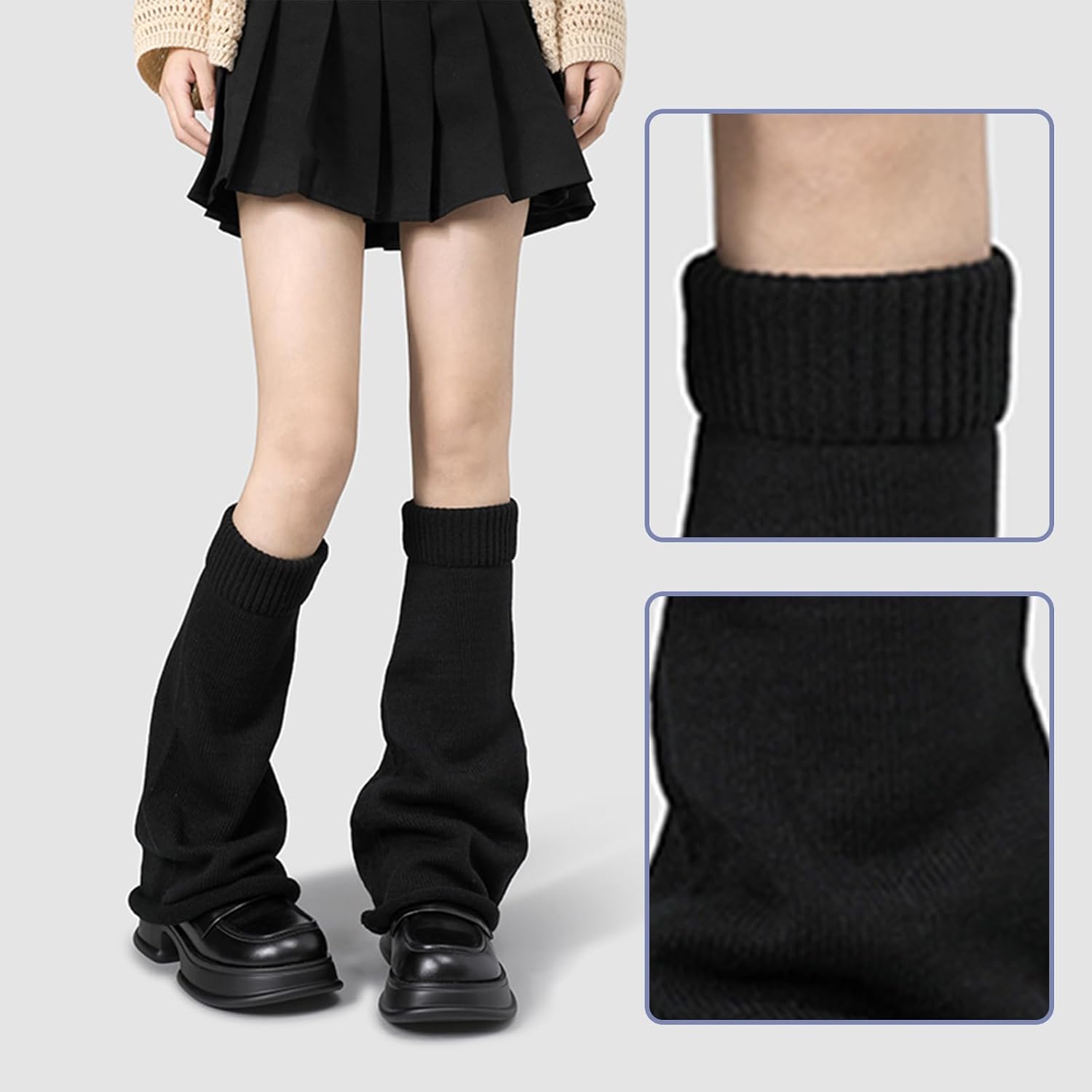 Women’s Striped Leg Warmers & Arm Warmers Set – Knitted Y2K Goth Harajuku Style Accessories for Cosplay - Image 4