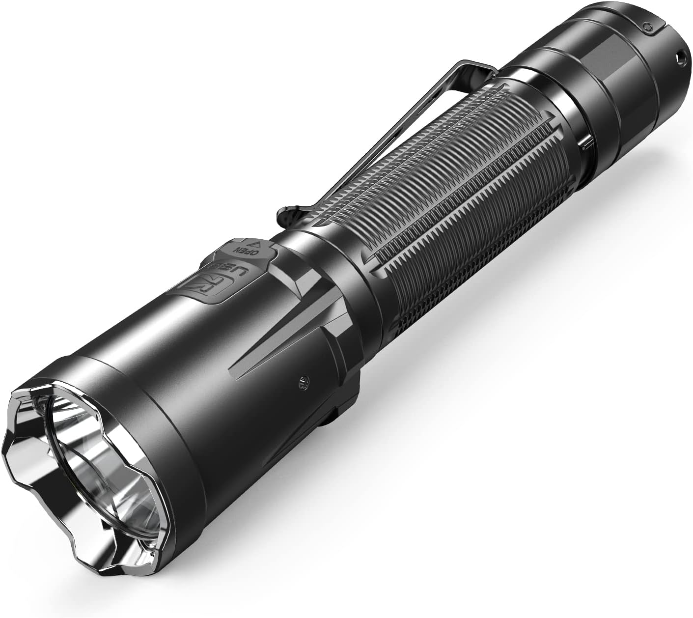 klarus XT21C 3200 Lumens LED Torch, USB C Rechargeable Instant Reaction Flashlight, Dual Tail Switches, Beam Reach 324meters, Powered by 5000mAh Battery [Energy Class A++]