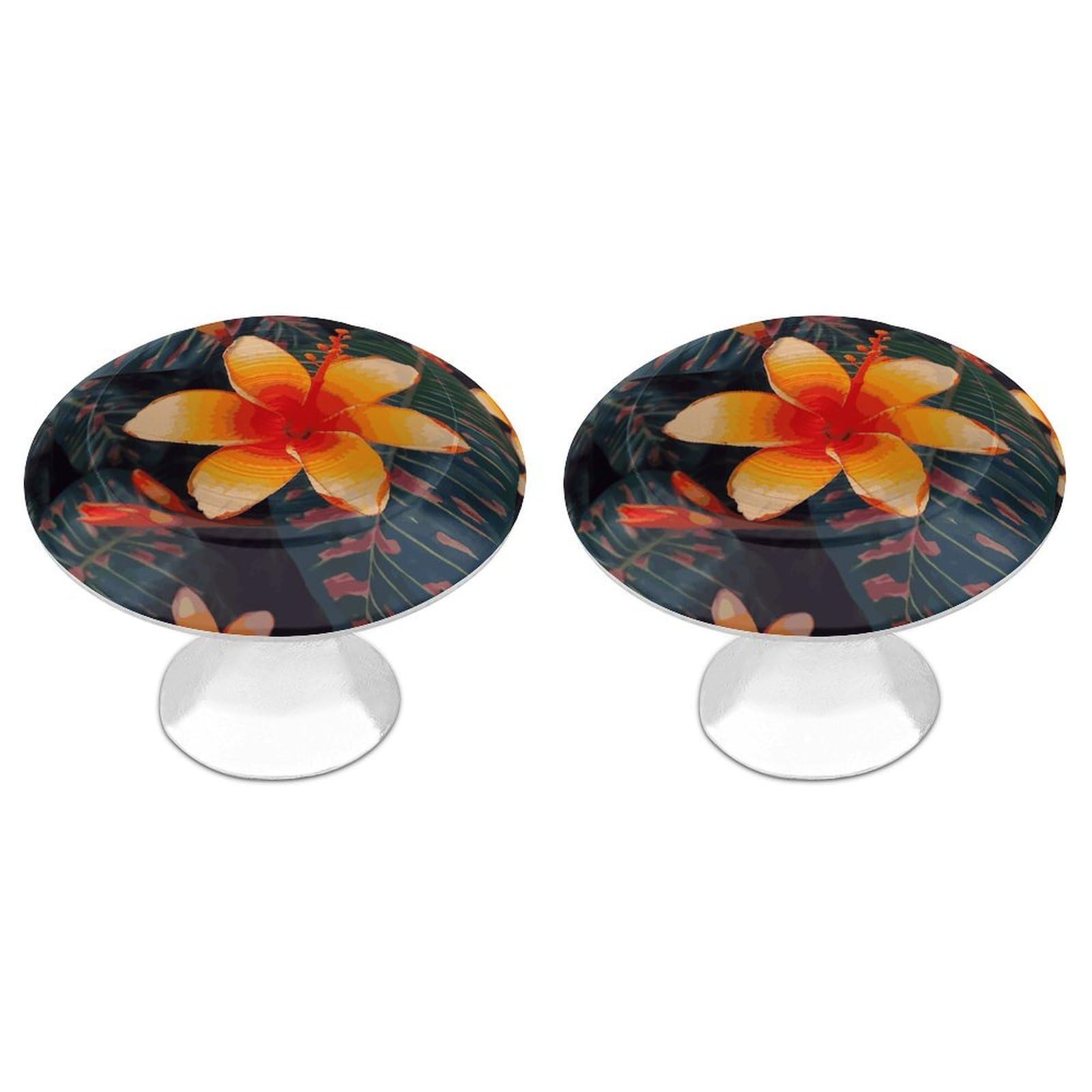 Btcowzrv Style Hawaii Tropical Flower 2 Pack Cabinet Knobs Drawer Pulls