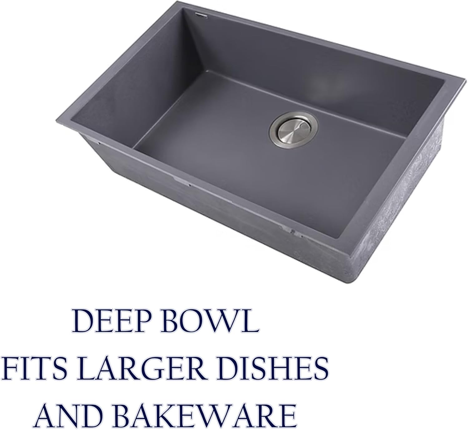 Nantucket Sinks Matte Titanium Gray Kitchen Sink – 30" Granite Composite Undermount Kitchen Sink, Rectangular Single Bowl, Made in Italy, Heat & Stain Resistant – Plymouth Collection PR3018-TI