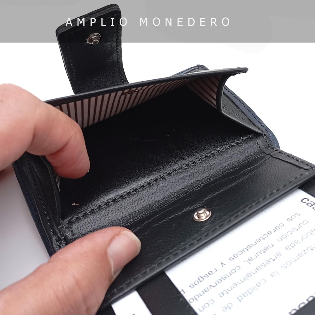 Cartera de Mujer en Piel Pequeña - Hecho a Mano - RFID - 39272 Azul
