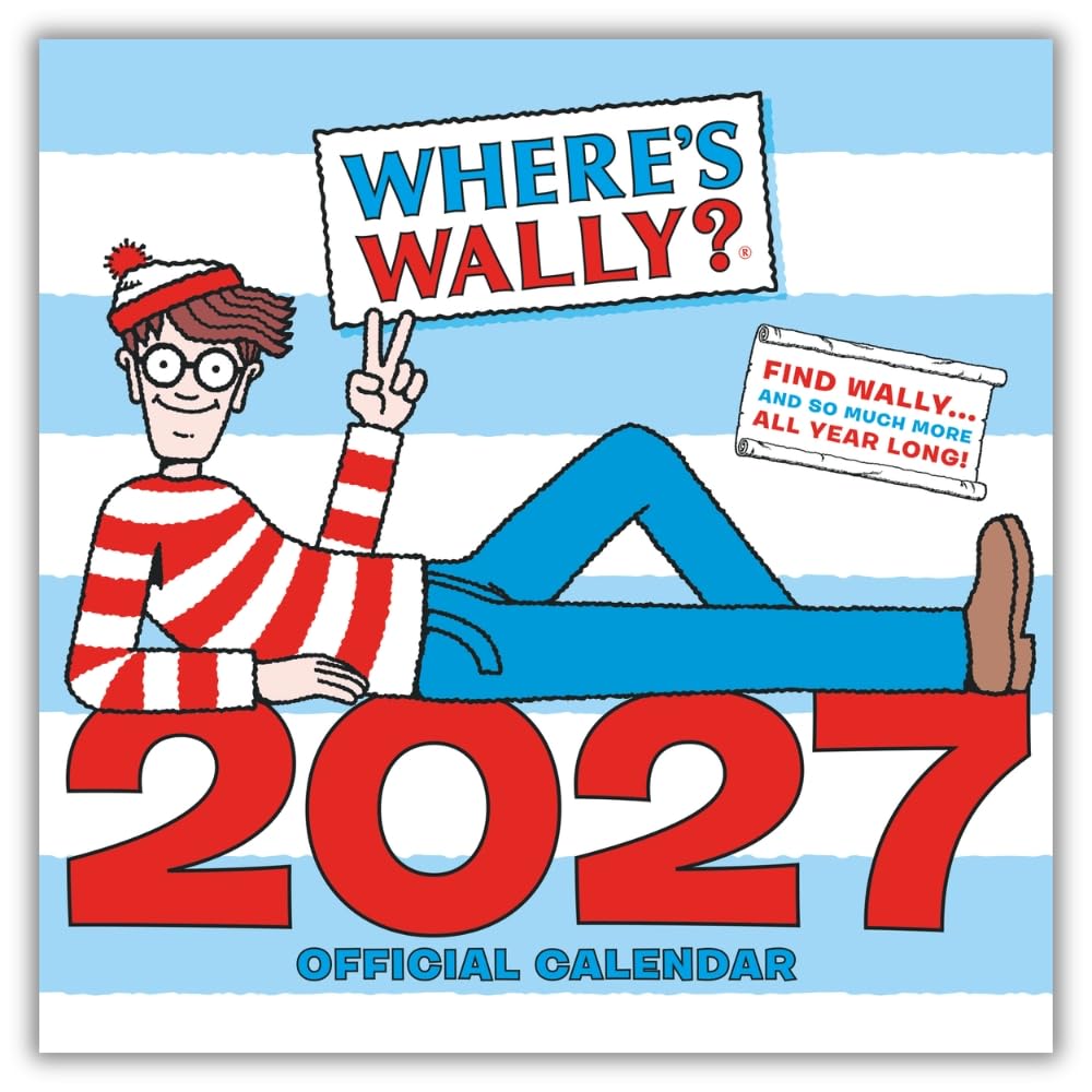 Where’s Wally? 2027 Square Wall Calendar Official Licensed Puzzle Character Calendar, Large Square Format, Monthly Grid Layout, Colourful Search-and-Find Illustrations, Gift for Where’s Wally Fans