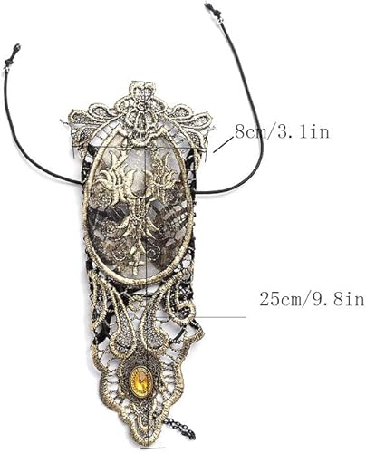 Miniatura 2 de Jurxy Guantes bronceadores sin dedos para mujer, estilo gótico, floral, encaje, steampunk, anillo vintage con cuentas hechas a mano, 1 par