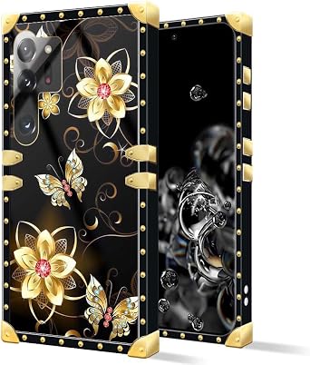 DAIZAG Compatible with Samsung Galaxy S23 Ultra,B Golden Garden Butterfly Case Luxury Elegant Women Girls Metal Decoration Corner Classic Soft TPU Case for Samsung Galaxy S23 Ultra