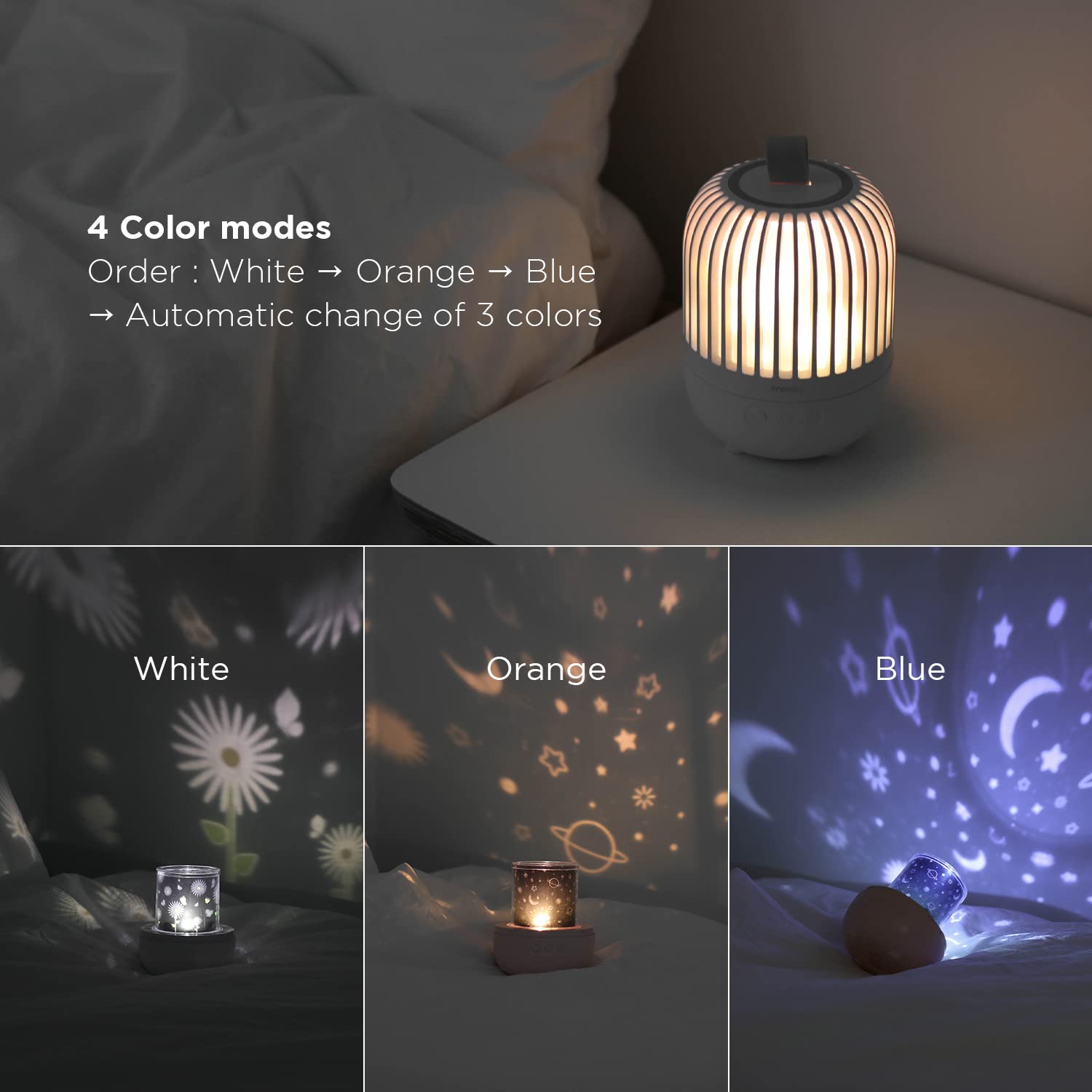 「Light Mellow Moonlight」 Amazon.com : mooas Rotating Projector Melody Nightlight (White