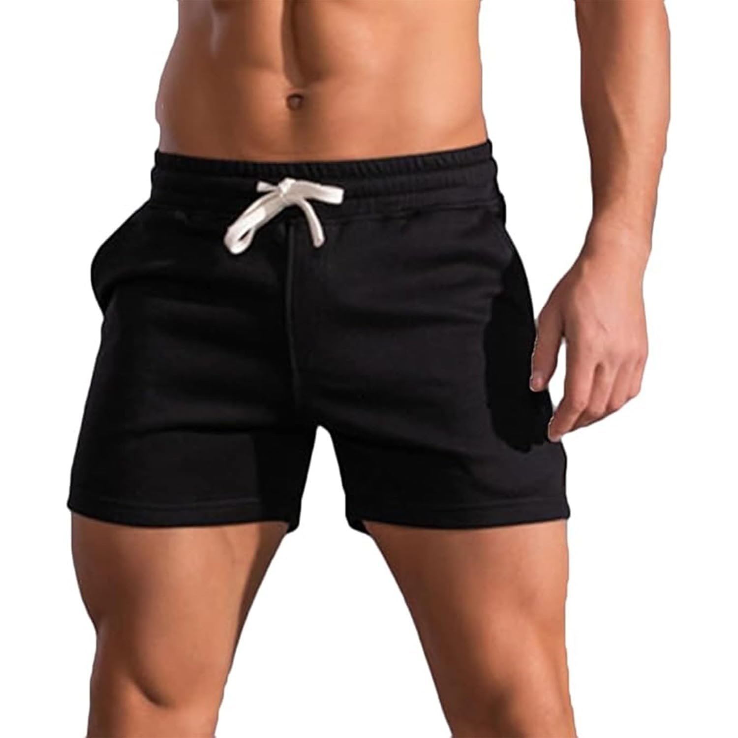 Mens Gym Workout Shorts Casual Lightweight Quick Dry Bodybuilding Athletic Running Gym Shorts Summer Beach Drawstring Shorts