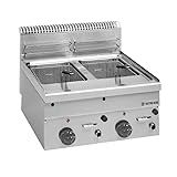 GastroHero Gas-Fritteuse Serie 66-60 | 2x 8 Liter | Tischgerät | Edelstahl mit 2 Körben & Ablasshahn | Überhitzungsschutz | Profi Gerät für Gastro & Imbiss