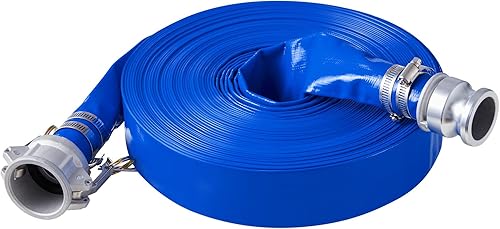 Miniatura 68 de VEVOR Manguera de descarga, 1-1/2 pulgadas x 100 pies, manguera plana de tela de PVC, manguera de drenaje resistente con abrazaderas, resistente a