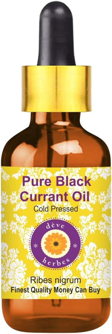 Deve Herbes Pure Black Currant Oil (Ribes nigrum) with Glass Dropper | Cold Pressed | Natural | Undiluted | For Diluting Essential Oils | For Skin & Massage | Men & Women | 30ml
