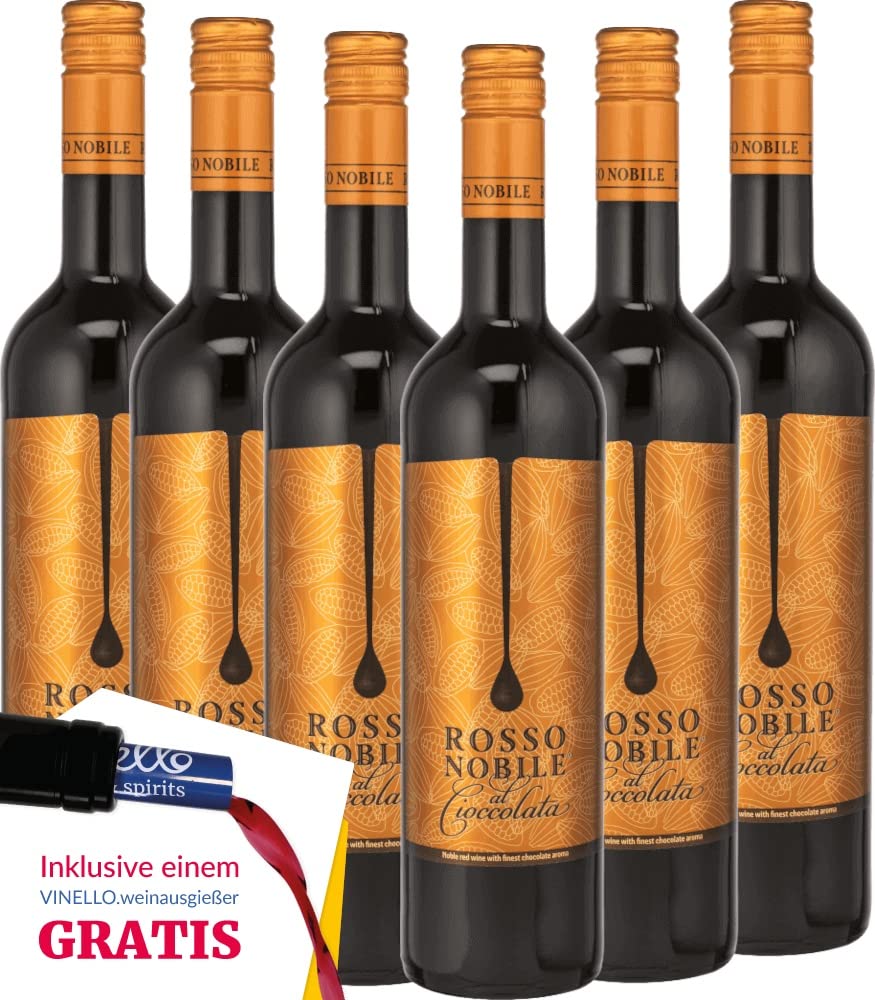 Rosso Nobile al Cioccolata von Les Grands Chais de France Rotwein 6 x 0,75l VINELLO - 6er - Weinpaket inkl. kostenlosem VINELLO.weinausgießer