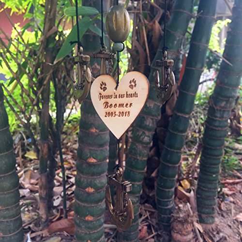 Sendinglove Custom Wind Chime, Dog Memorial Gift Forever In Our Hearts, Pet Loss Gift Pet Sympathy Gift, Cat Dog Memorial Wind Chime #TOP3