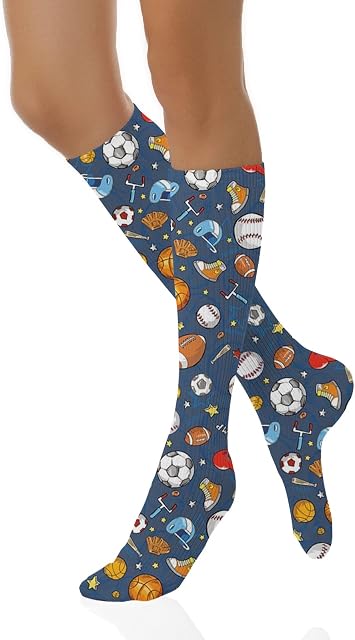 GULTMEE Fashion Compression Socks,Performance Cushioned Athletic Crew Socks for Running,Athletic