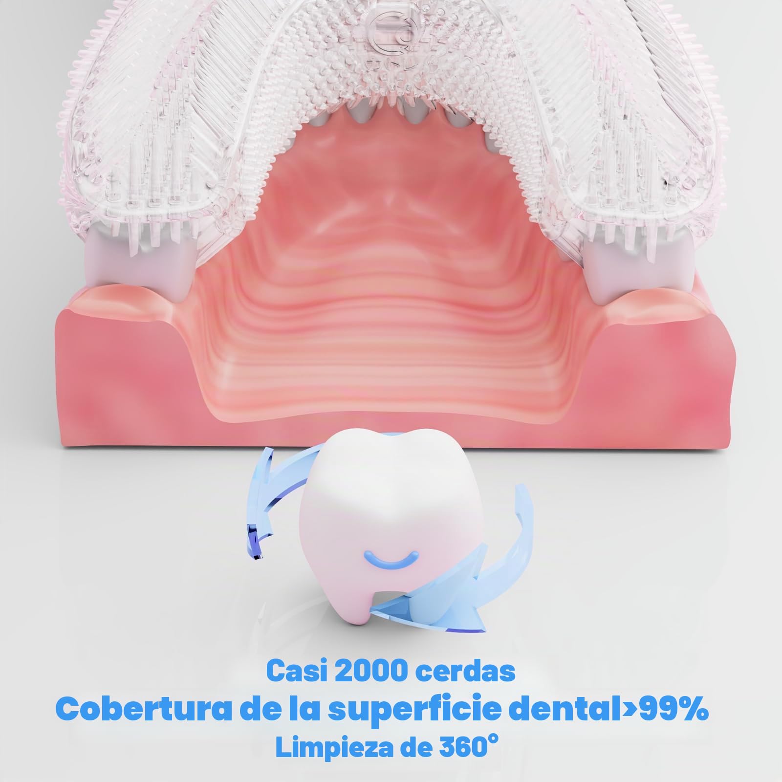Cepillo de dientes eléctrico en forma de U para adultos: 360° de boca completa, limpieza rápida automática, blanqueamiento de dientes, recargable e impermeable IPX7