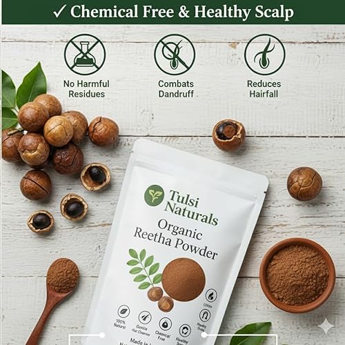 Miniatura 8 de Tulsi Naturals Reetha en polvo orgánico, limpiador natural para el cabello, libre de químicos, 3.5 onzas, fabricado en la India, cuidado saludable