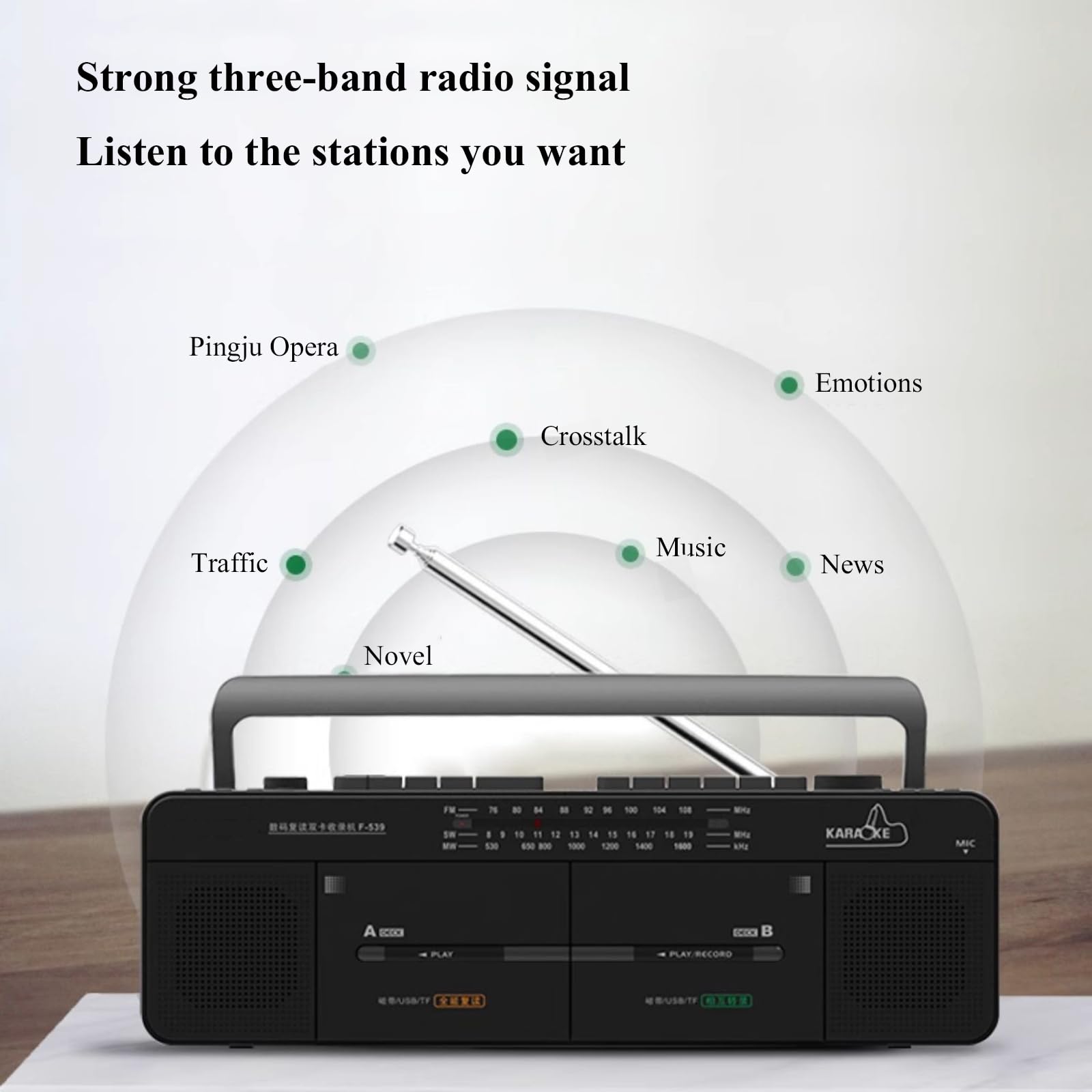 Kassettenrekorder, Multifunktionaler Dual-Card-Recorder, Unterstützt Die Wiedergabe Von U-Disk/TF-Karte, Bänder Können Auf U-Disk Und TF-Karte Übertragen Werden, AC/DC-Dual-Mode-Netzteil
