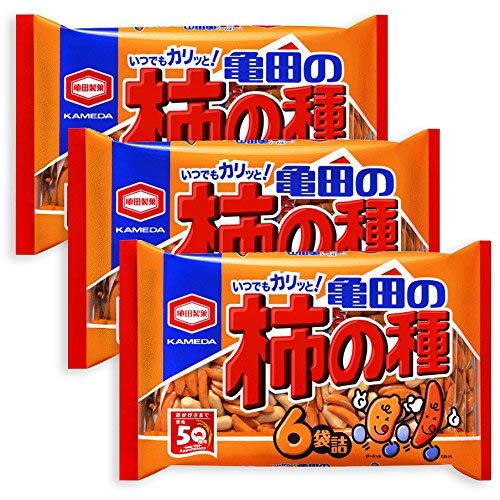 3 Packs Set of Kameda Kakinotane Rice Cracker with Peanuts 6 packs: total 200g (7.05oz) x 3 (Ninjapo Wrapping) - SET OF 2