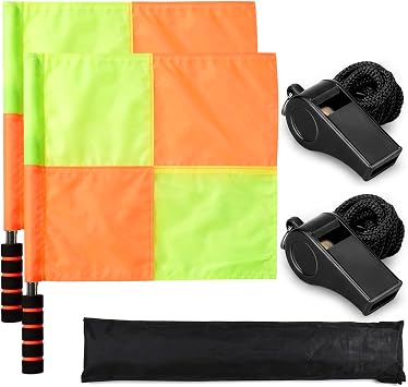 Soccer Referee Flags, 5pack Soccer Referee Kit Includes Referee Flags Soccer, Referee Whistle and Storage Bag for Soccer Games and Training Sessions, Ideal for Coaches and Referees