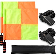 Soccer Referee Flags, 5pack Soccer Referee Kit Includes Referee Flags Soccer, Referee Whistle and Storage Bag for Soccer Games and Training Sessions, Ideal for Coaches and Referees