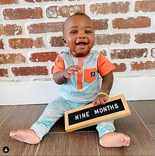 Small Felt Letter Board with Letters and Numbers, Message Board W/Oak Frame, 10 x 3.5 Inches, Changeable Letter Board, Includes 150 3/4 Inch White Plastic Letters for Signs, Black Felt Letter Board