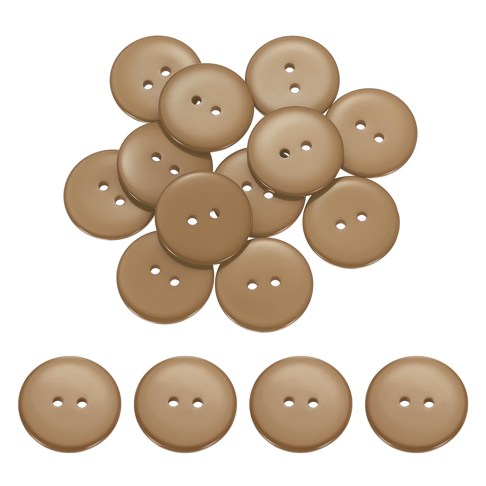 PATIKIL 16 Pcs 28mm Resin Sewing 2 Hole Round Buttons Camel