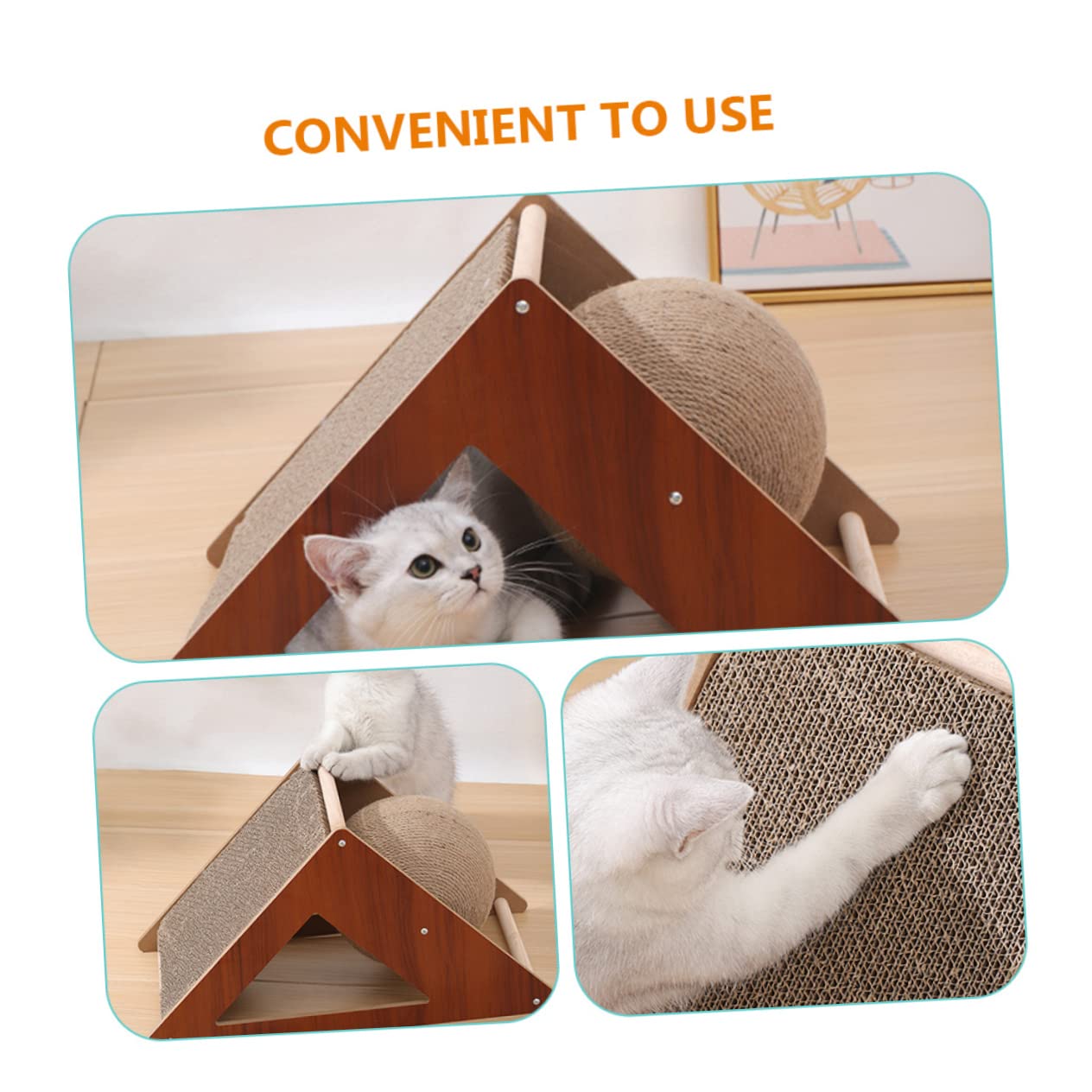 TOYANDONA Rascador De Suelo para Gatos Tabla Rascadora Triangular Juguete para Rascar Gatos Rascador para Gatitos Casa