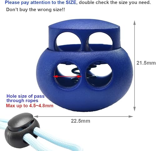 Vista 30 de Paquete de 10 cierres de cordón de resorte elástico, tapón deslizante de palanca de plástico para clip de cuerda de paracaídas, cordón elástico