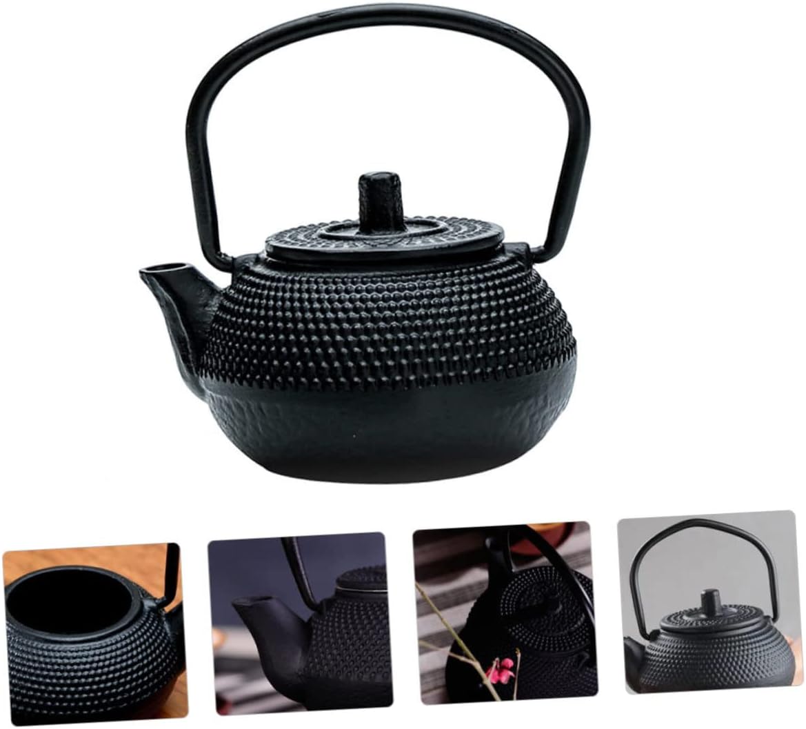Hemoton Mini Cast Iron Teapot 2.95In Small Tea Kettle Rust-Resistant Decorative Tabletop Ornament for Home Office Tea Lovers