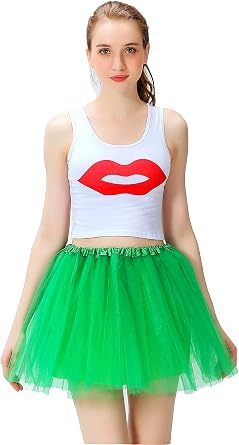 Vefungyan Womens Athletic Tutus Elastic 4 Layered Tulle Tutu Skirt | Colorful Running Skirts | One Size Fits Most