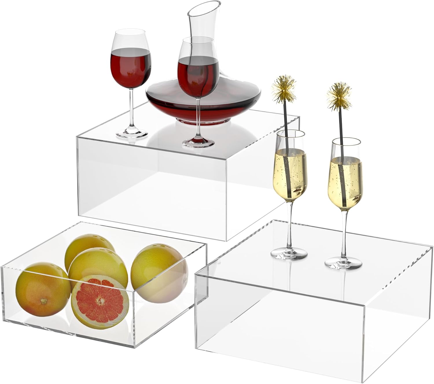 Acrylic Dessert Stand,Buffet Risers, Food Risers, Multi-Purpose Cake Stand for Parties, Weddings, Birthdays, Catering, Jewelry,Collectibles (Clear, 8"x9"x10")