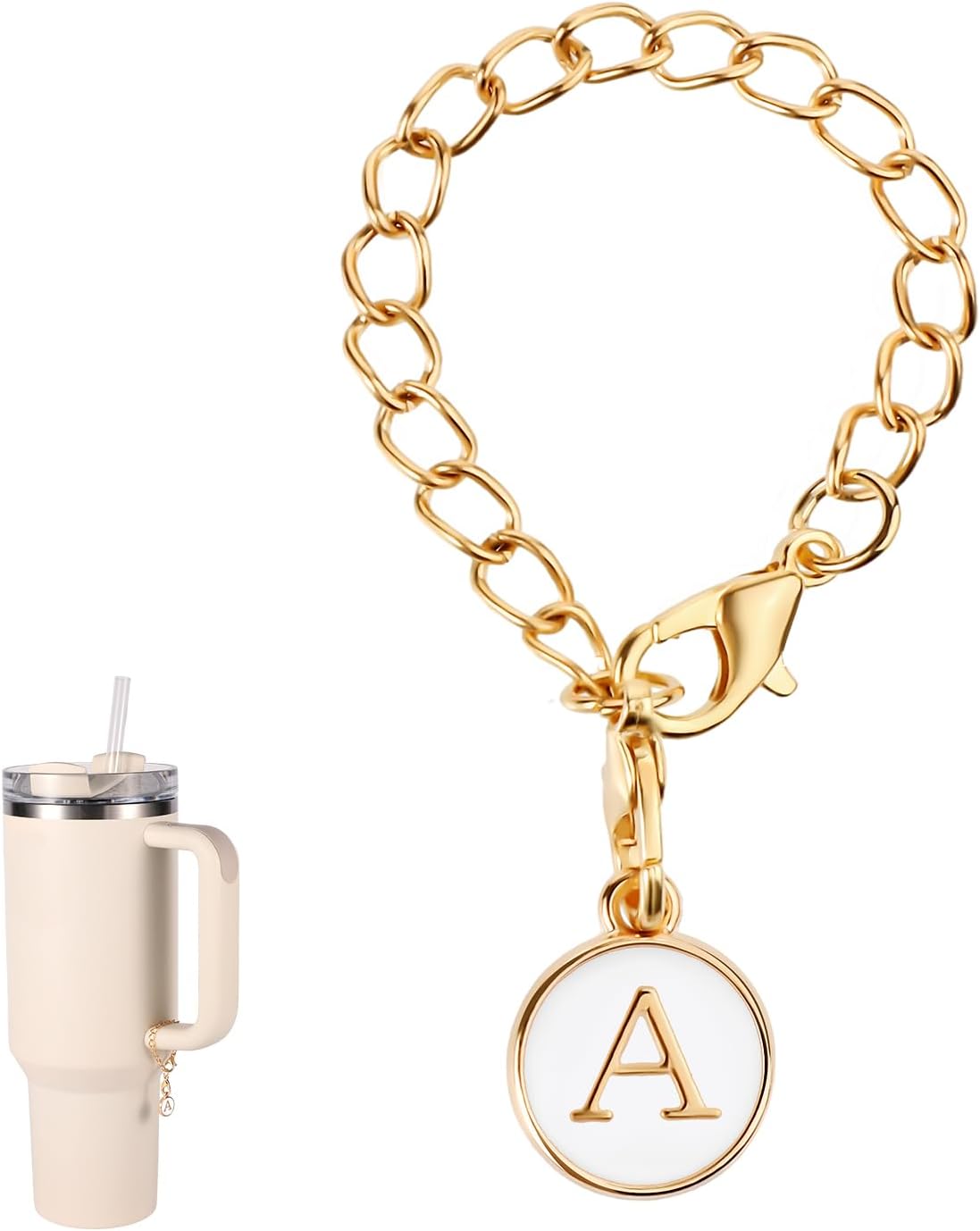 SAVITALetter Charm Accessories for Stanley Cup, Letter Charm Accessories Personalized Name ID Letter Handle Charm Letter Charm for Stanley Tumblers