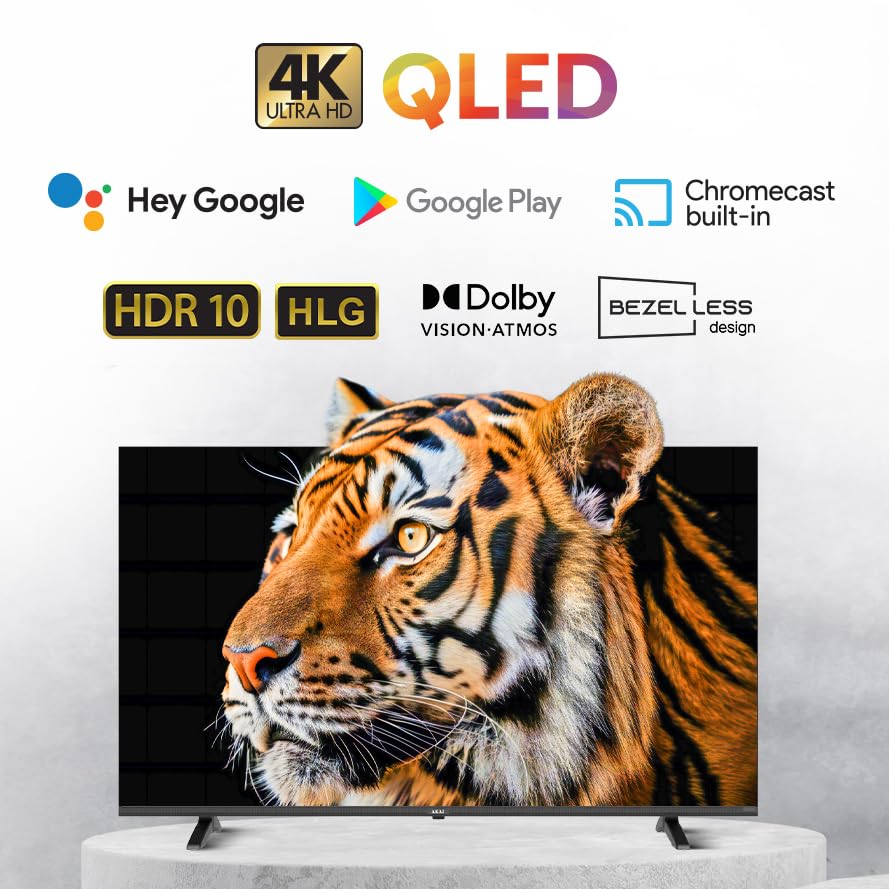 Image of AKAI 65 Inch 4K Ultra HD Smart QLED TV (164 cm) | Atmos Sound | Google TV | 60Hz Refresh Rate | HDR 10 | Bezelless Design Display