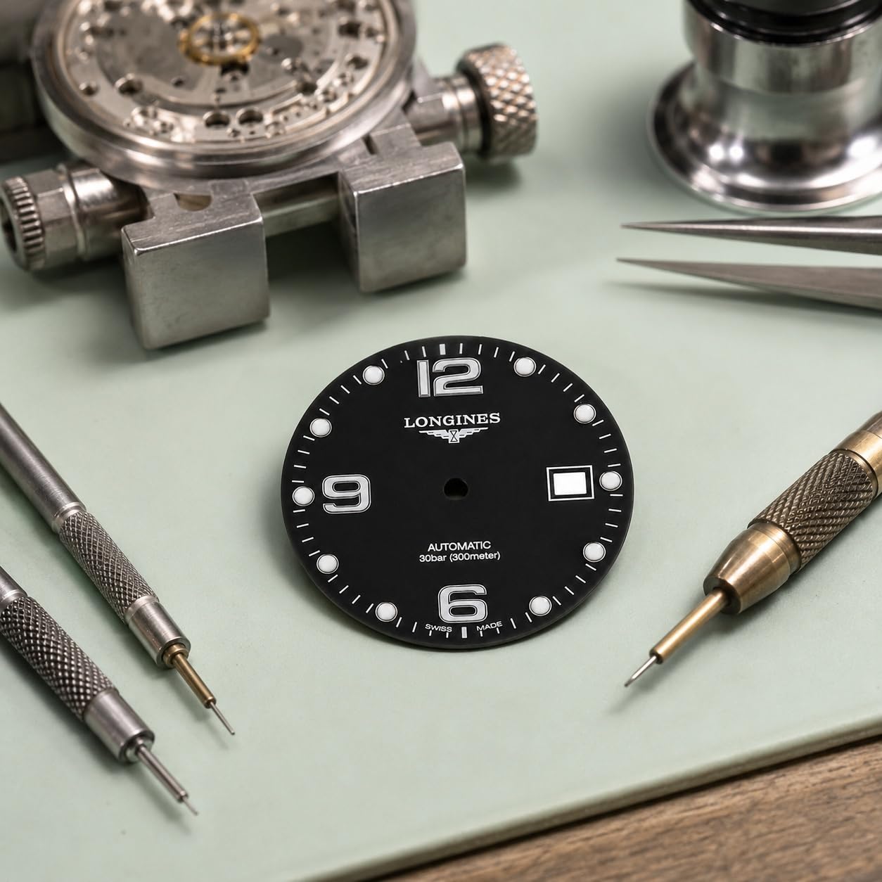 Metallzifferblatt 2824 2892 Kaliber Leuchtend 31mm Datumsfenster Edelstahl Zifferblatt Modding Teil für Longines Conquest