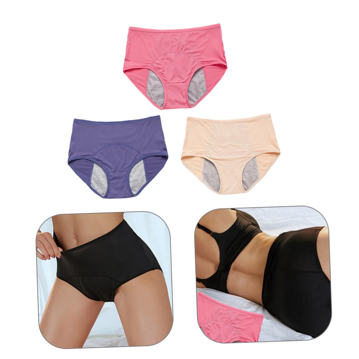 Healvian 4pezzi Slip Mestruali Donna Biancheria Intima Traspirante Mutandine per Ciclo Mestruale Comodi e Resistenti Cavallo Robusto