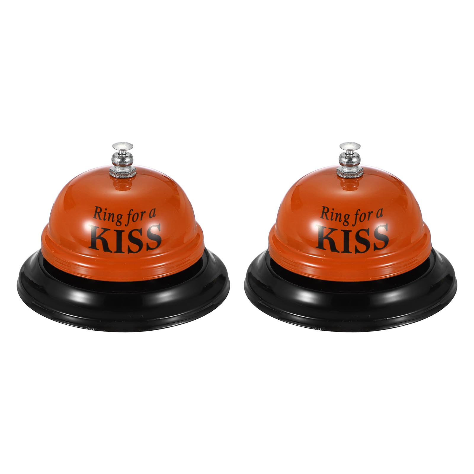 PATIKIL 2Pcs Desk Bell, 3.3" Front Desk Service Call Bell Metal Ringing Loud Clear Reception Counter Bar Ring for Restaurant Hotel Game Classroom Dinner Pet Dog Training(KISS, Orange)