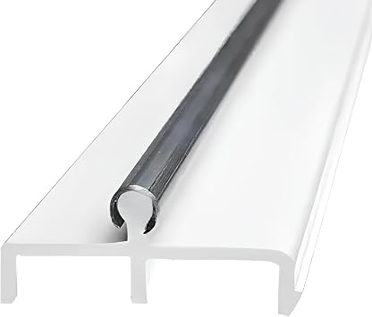 KC Hardware Premium Vinyl Sliding Door Track, Ideal Sliding Glass Door Track with Stainless Steel Cover Ensuring Smooth Glide for Home Improvement and Patio Doors White, 72 Inches