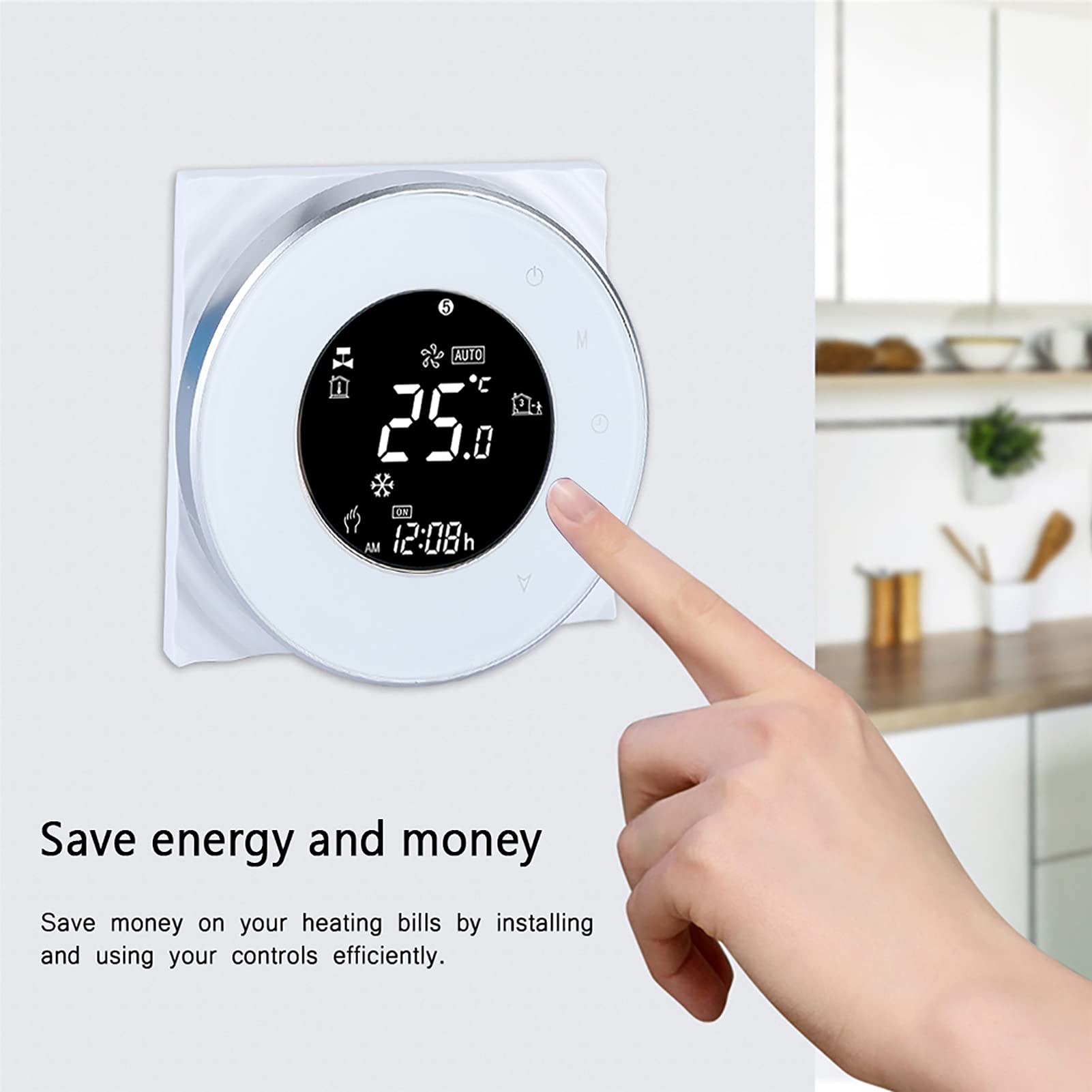 Controlador de Temperatura WiFi Sustvita, termostato de Pantalla táctil LCD programable para calefacción de Piso eléctrico con Acceso Remoto