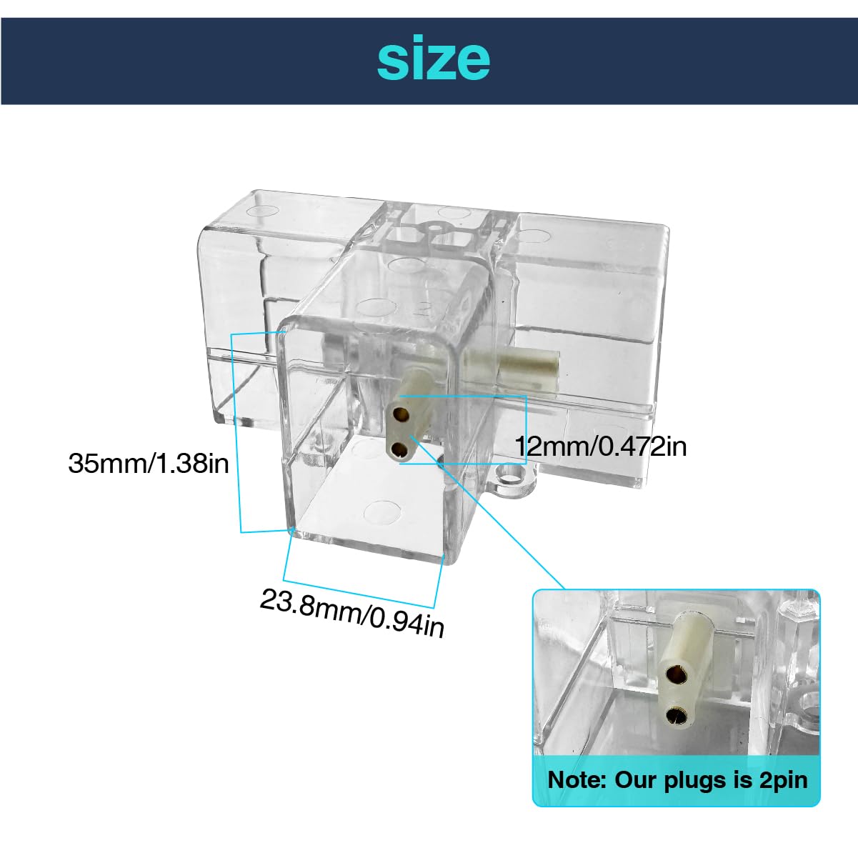 2 Pack Hexagon Garage Light Connectors 90 T-Connector 2 Pin 3 Way LED Garage Light Copper Pin DIY — view 4